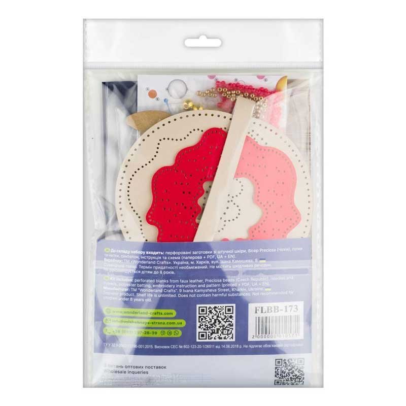 Набір для вишивання бісером на штучній шкірі Wonderland Crafts FLBB-173 Шарм для сумки - Пончик з глазур’ю