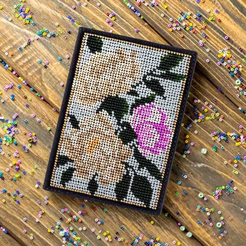 Bead embroidery kit on artificial leather Wonderland Crafts FLBB-054 Passport cover