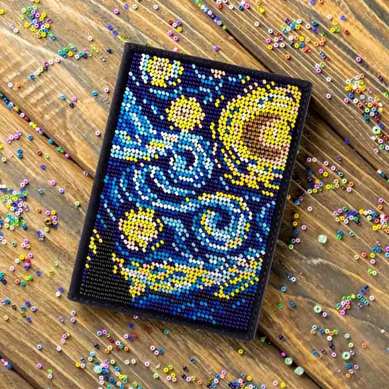 Bead embroidery kit on artificial leather Wonderland Crafts FLBB-058 Passport cover