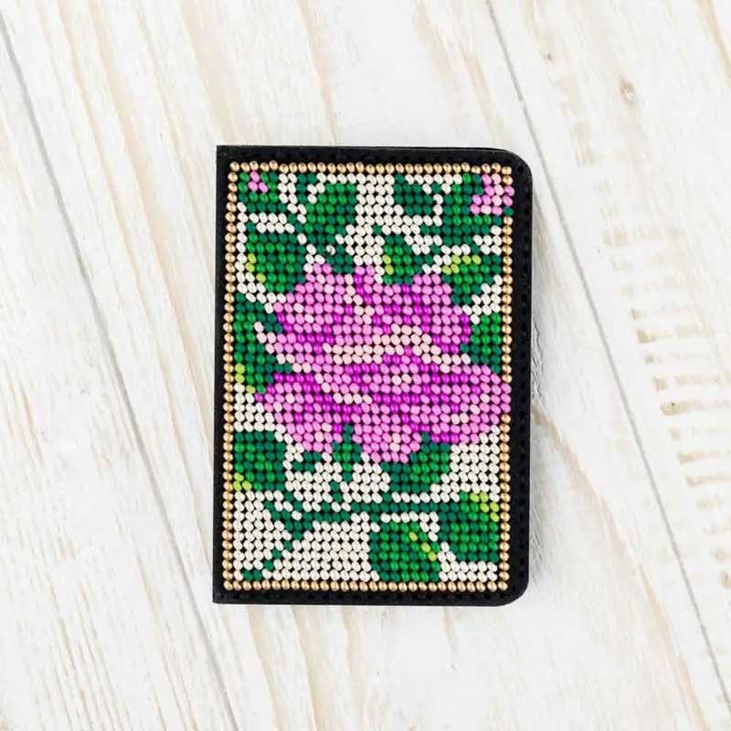 Bead embroidery kit on artificial leather Wonderland Crafts FLBB-067 ID Passport cover