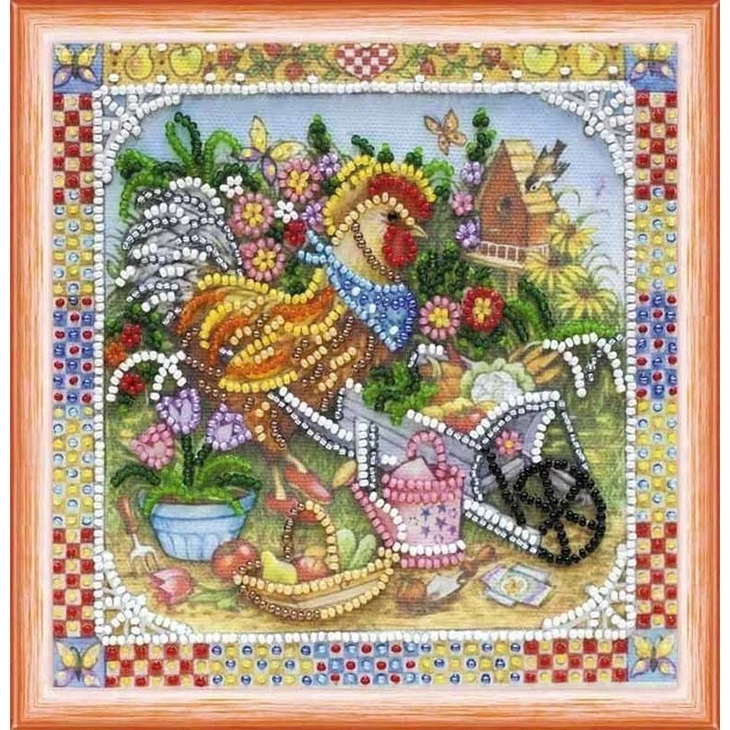 Bead embroideri kit Mini Abris Art AM-123 Cockerel-gardener