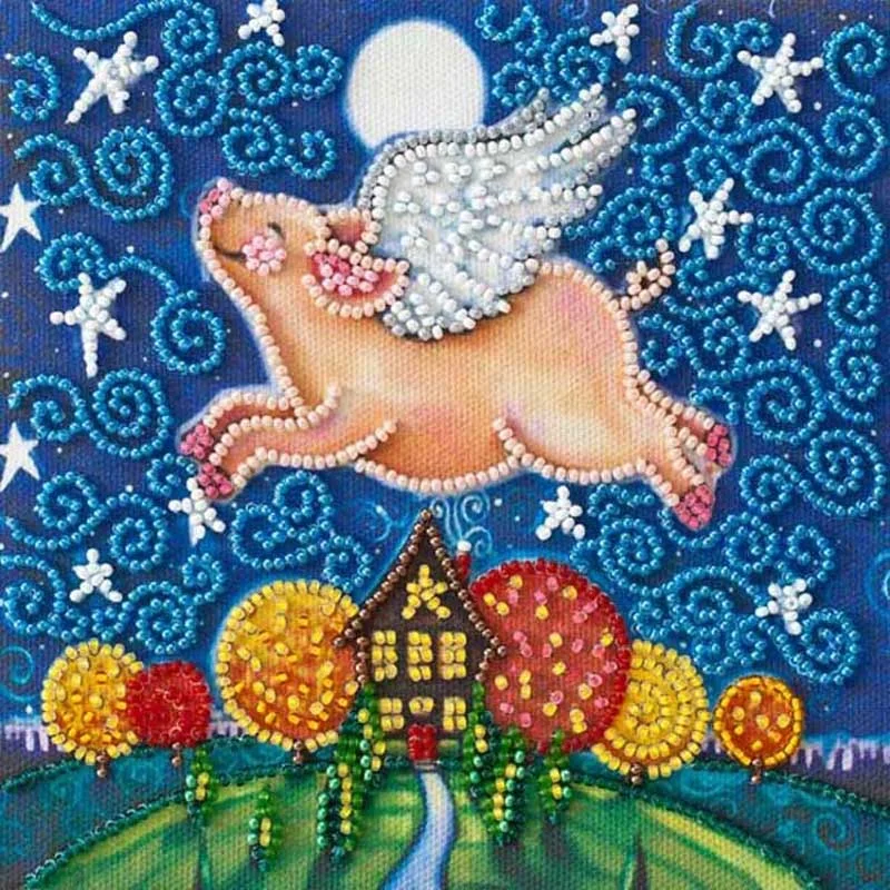 Bead embroideri kit Mini Abris Art AM-196 Flying pig