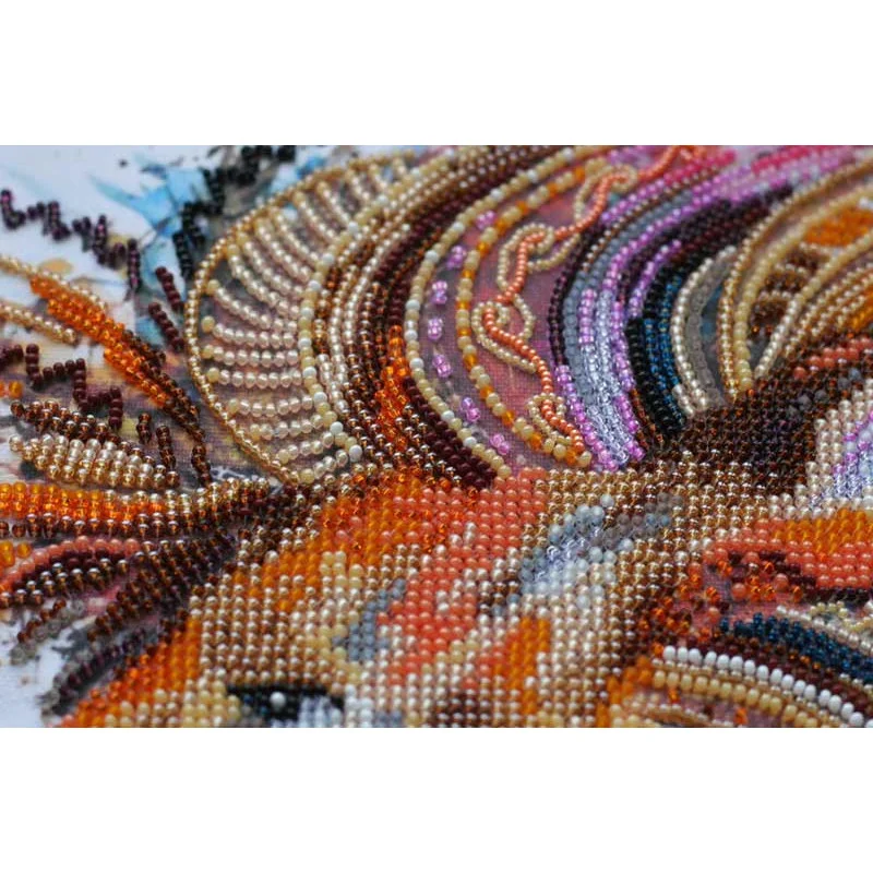 Main Bead Embroidery Kit on Canvas  Abris Art AB-555 Firewhite Lion