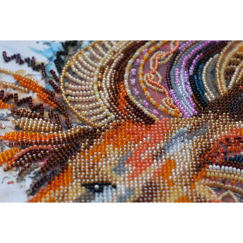 Main Bead Embroidery Kit on Canvas  Abris Art AB-555 Firewhite Lion