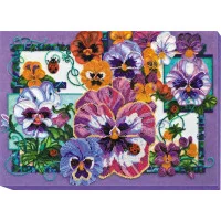 Main Bead Embroidery Kit on Canvas  Abris Art AB-609 Pansies