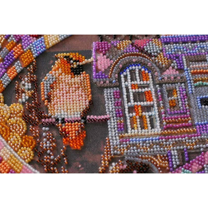 Main Bead Embroidery Kit on Canvas  Abris Art AB-622 Bird Town