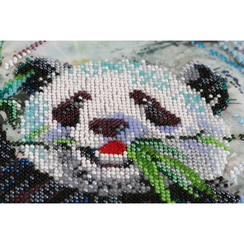 Main Bead Embroidery Kit on Canvas  Abris Art AB-651 Bamboo bear