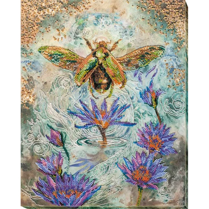 Main Bead Embroidery Kit on Canvas  Abris Art AB-724 Golden beetle