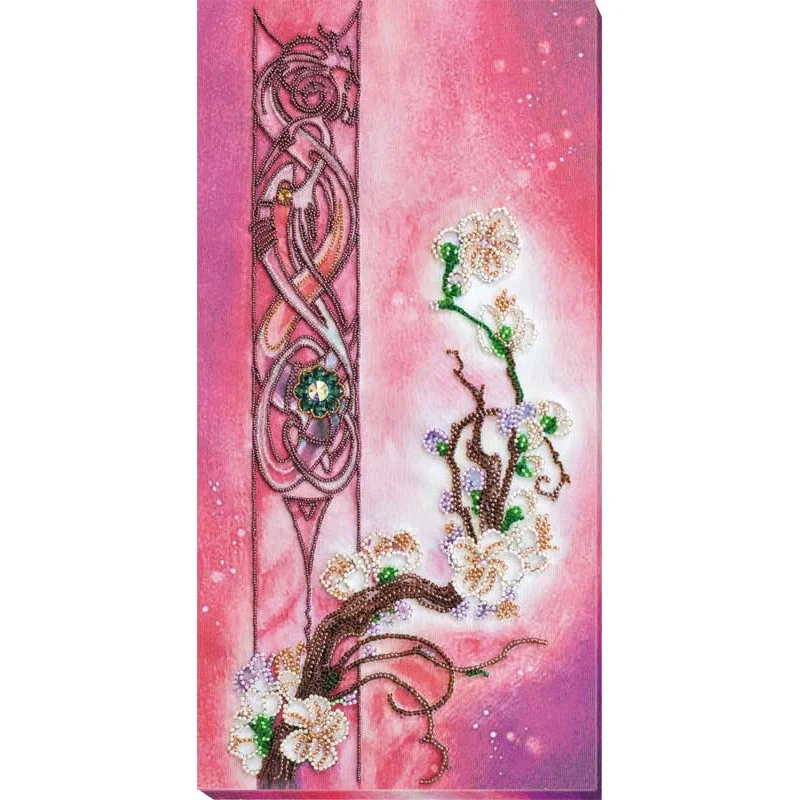 Main Bead Embroidery Kit on Canvas  Abris Art AB-799 Sakura color