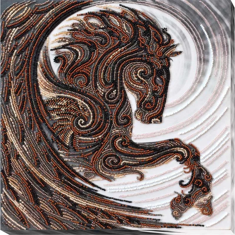 Main Bead Embroidery Kit on Canvas  Abris Art AB-809 Black Pegasus