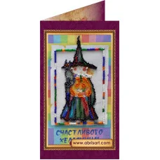 Bead embroidery kit postcard Abris Art AO-070 Happy Halloween