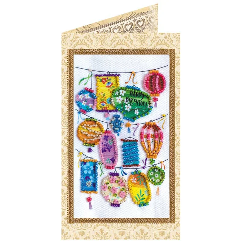 Bead embroidery kit postcard Abris Art AO-146 Lanterns desires