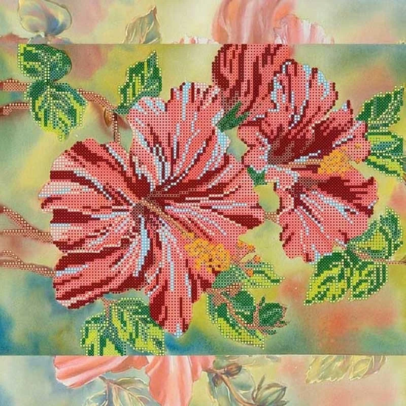 Pattern for beading Abris Art AC-174 Scarlet Hibiscus