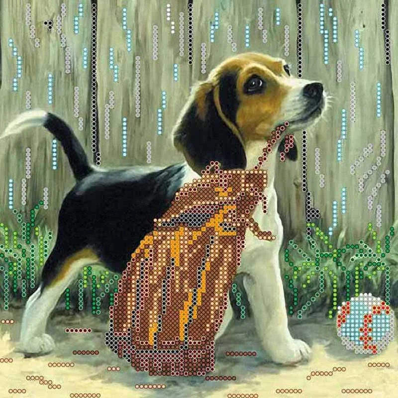 Pattern for beading Abris Art AC-462 Playful Puppy