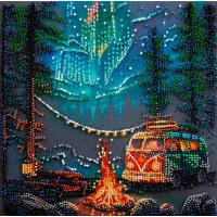 Mid-sized bead embroidery kit Abris Art AMB-118 Camping under the stars