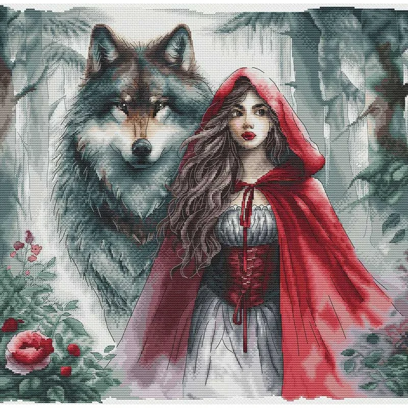 Cross Stitch Kits AVA P083 The Young Girl and the Guardian Wolf