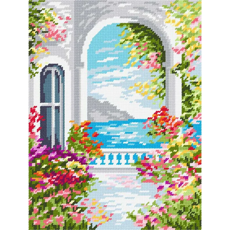 Kit for embroidery yarn on canvas with a pattern Quick Tapestry TL-61 Mediterranean Sea