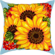Pillow for embroidery half-cross Charіvnytsya V-458 Sunflowers and Viburnum.