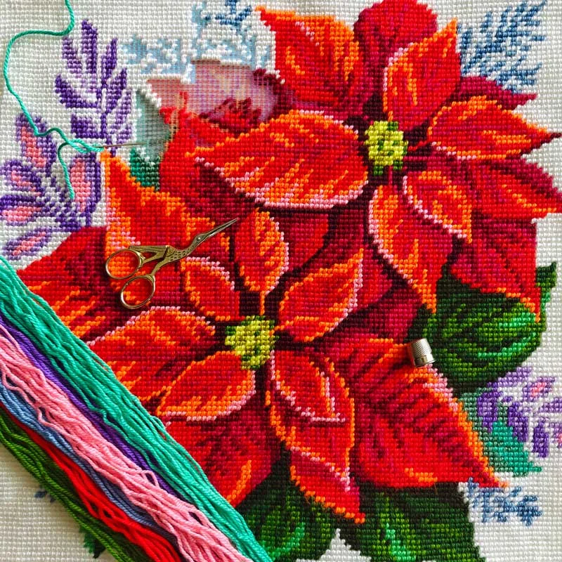 Pillow for embroidery half-cross Charіvnytsya V-474 Poinsettia