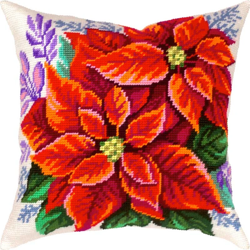 Pillow for embroidery half-cross Charіvnytsya V-474 Poinsettia