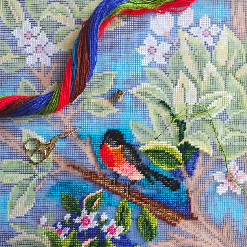 Pillow for embroidery half-cross Charіvnytsya V-493 Bullfinch. Tree