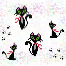Водорастворимый пришивной флизелин для вышивки Confetti К-104 Кошки