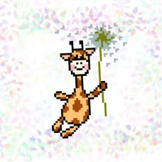 Водорастворимый пришивной флизелин для вышивки Confetti К-125 Жираф на одуванчику