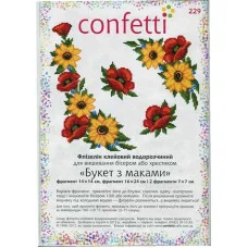 Водорастворимый пришивной флизелин для вышивки Confetti К-229 Букет с маками