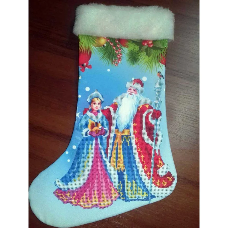 Christmas stocking for beadwork DANA 377CS Santa Claus and the Snow Maiden-1