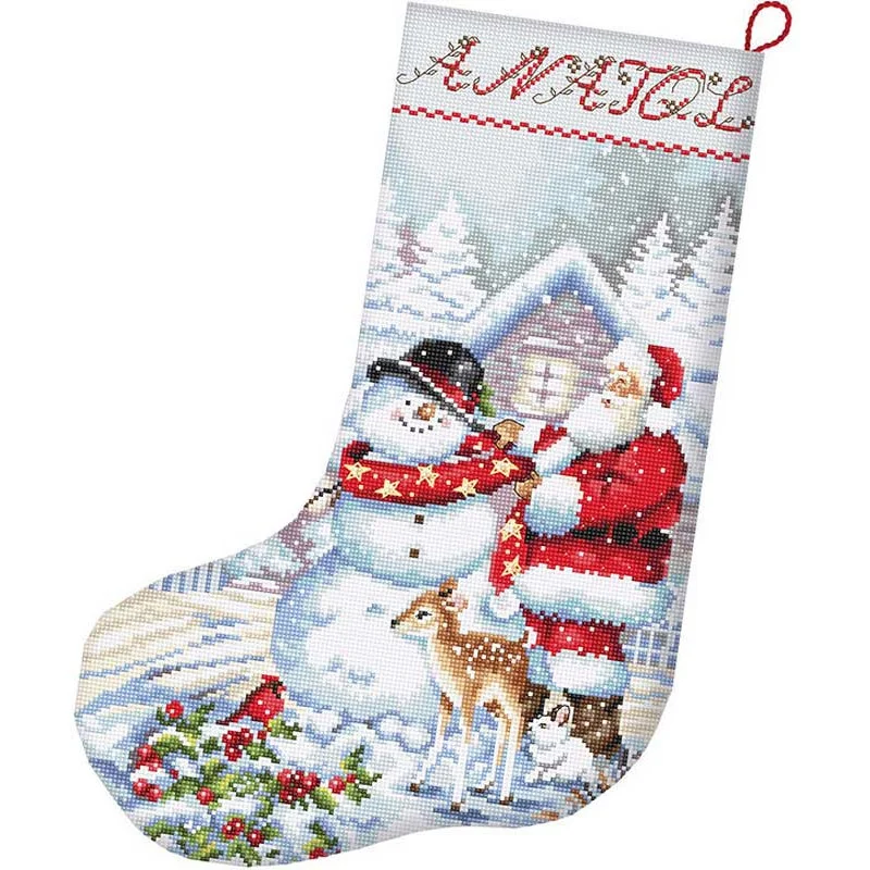Cross Stitch Kits LetiStitch L8016 Snowman and Santa Stocking