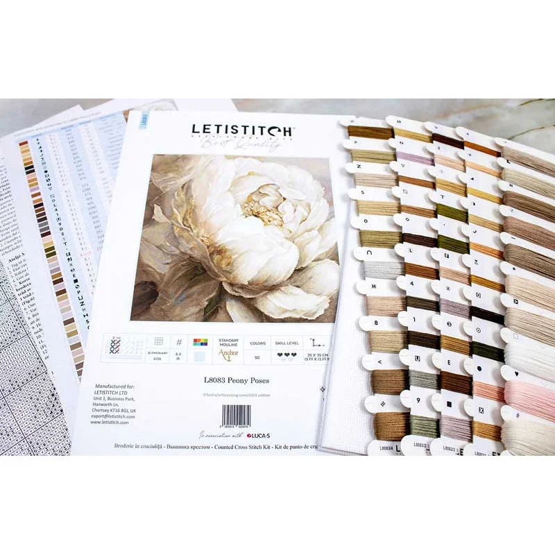 Cross Stitch Kits LetiStitch L8083 Peony Poses