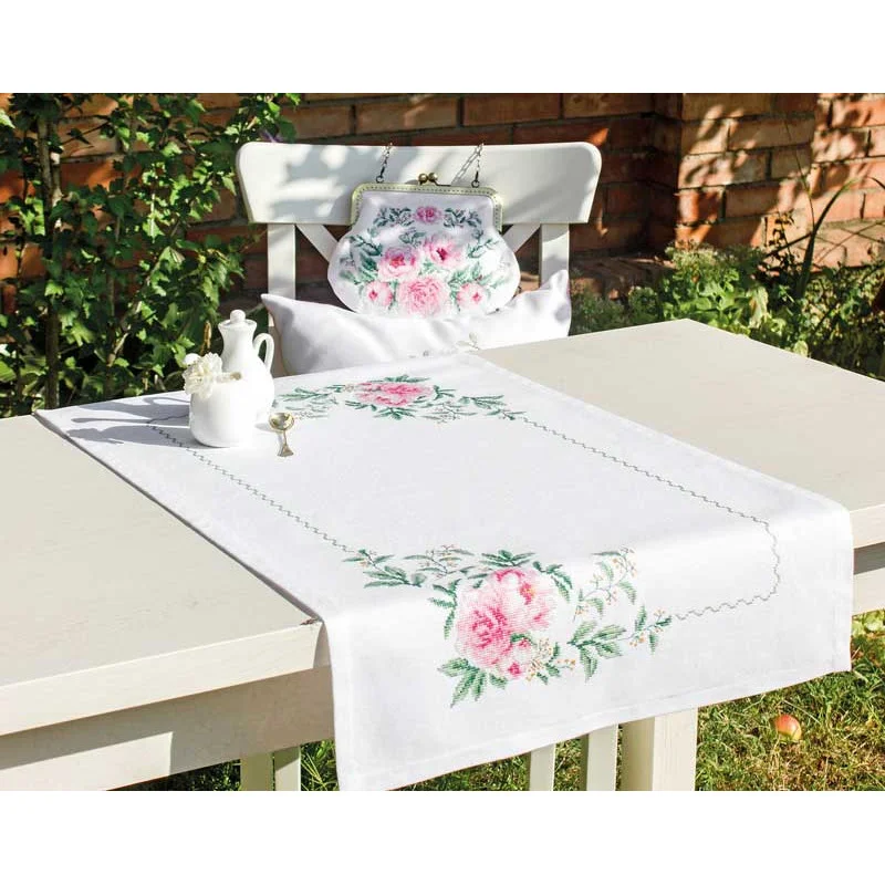 Cross Stitch Table Toppe Luca-S FM009 Peonies