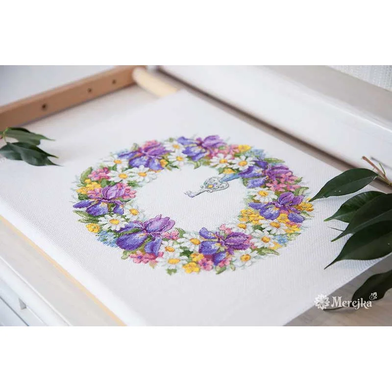 Cross Stitch Kits Merejka K-108 Wreath with Irises