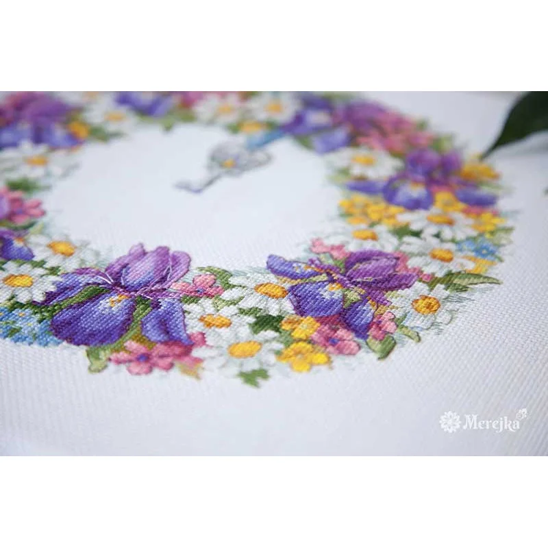 Cross Stitch Kits Merejka K-108 Wreath with Irises