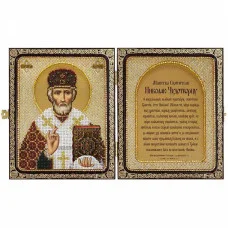 Bead embroidery kit icons in frame-folding Nova Sloboda CE7103 Nicholas the Wonderworker