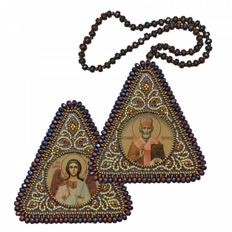 Embroidery kit double-sided icon St. Nicholas the Wonderworker and the Guardian Angel BX1003 Nova Sloboda