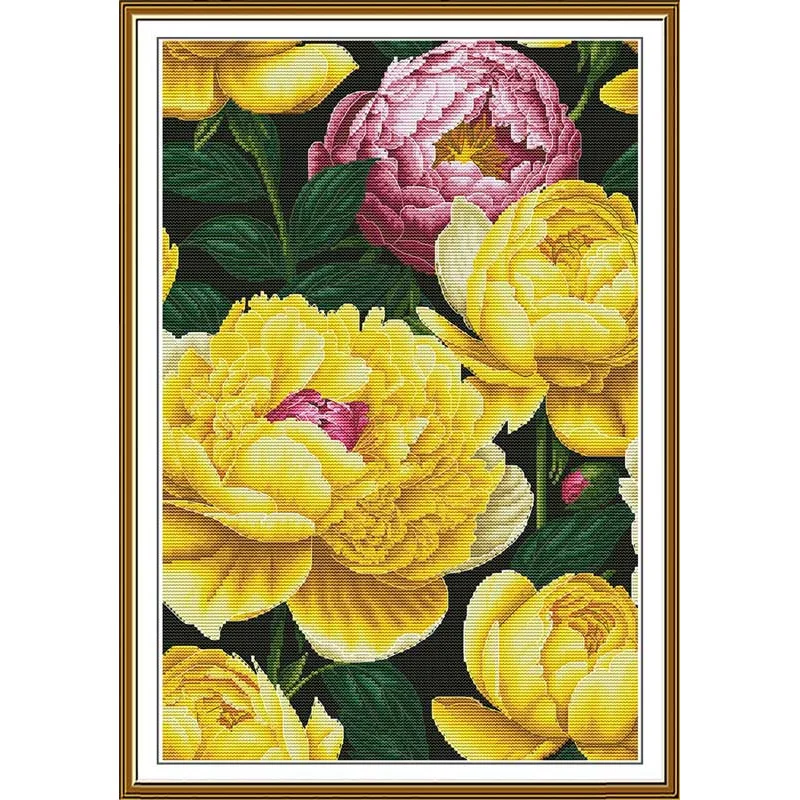 Thread embroidery kit Nova Sloboda HB3151 Sunny peonies