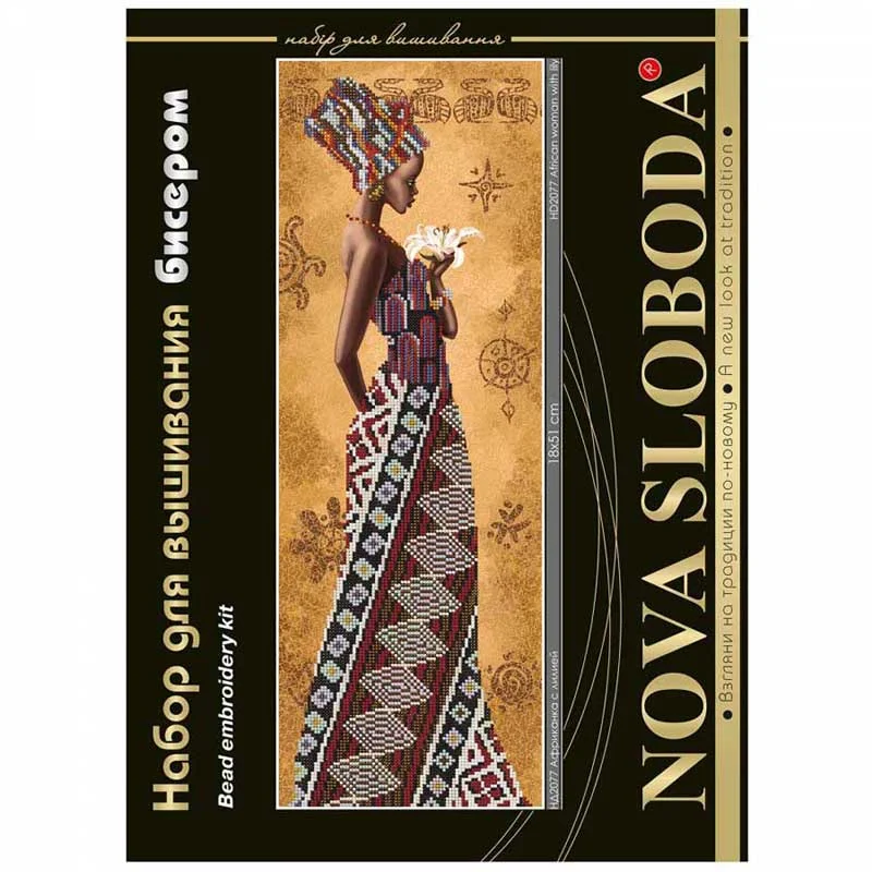 Bead embroidery kit Nova Sloboda ND2077 African woman with lily