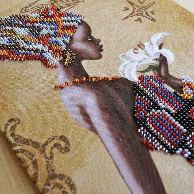 Bead embroidery kit Nova Sloboda ND2077 African woman with lily