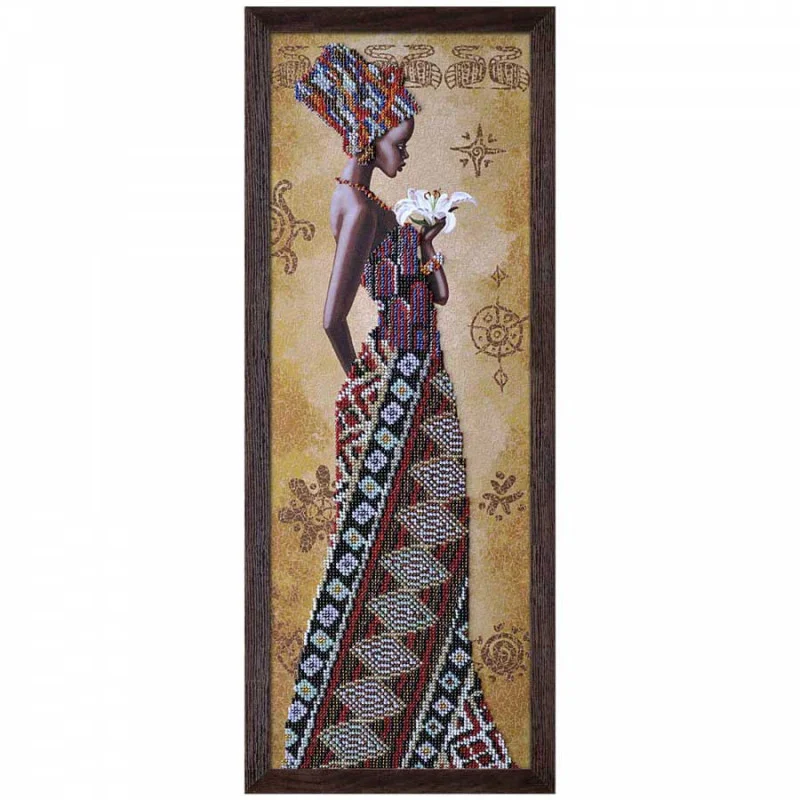 Bead embroidery kit Nova Sloboda ND2077 African woman with lily