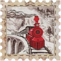 Embroidery kit on canvas with a background image Nova Sloboda KO4016 Locomotive