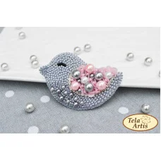 Beaded brooches kit Tela Artis B-204 Gray bird