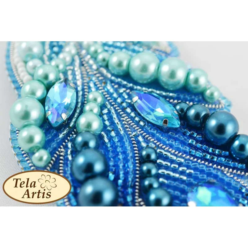 Beaded brooches kit Tela Artis B-208 Turquoise feather