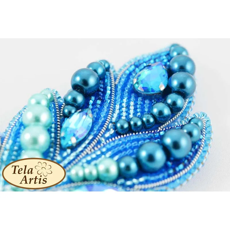 Beaded brooches kit Tela Artis B-208 Turquoise feather