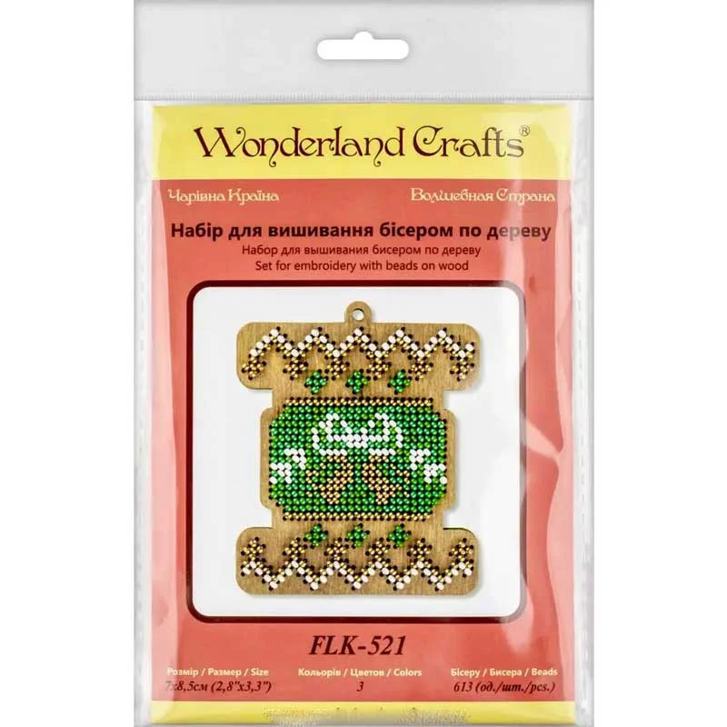Bead embroidery kit on wood Wonderland Crafts FLK-521 Christmas decorations