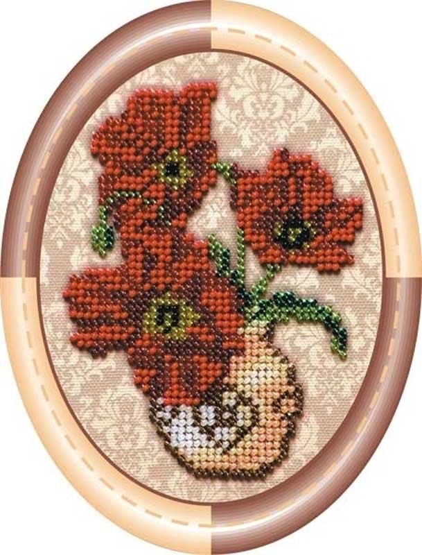 Photo Bead embroideri kit Mini Abris Art AM-002 Vase with poppies