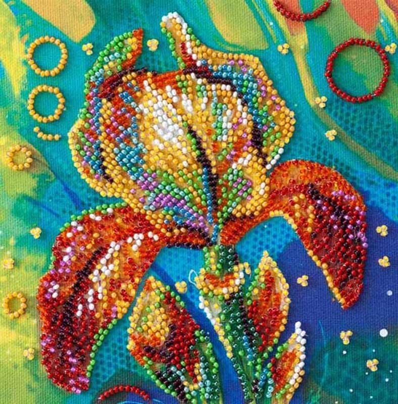 Фото Набор мини для вышивки бисером Абрис Арт АМ-203 Разноцветный ирис