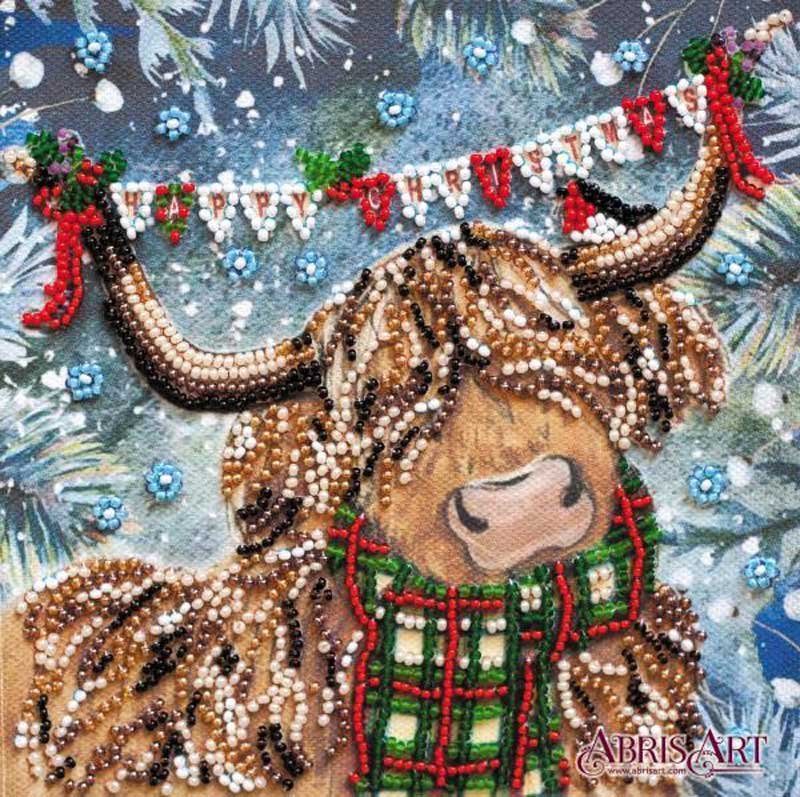 Фото Набор мини для вышивки бисером Абрис Арт АМ-216 Рождественский бычок