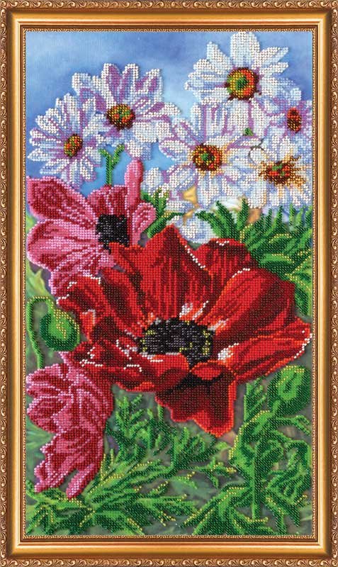 Foto Main Bead Embroidery Kit on Canvas  Abris Art AB-270 Wild Poppies 2