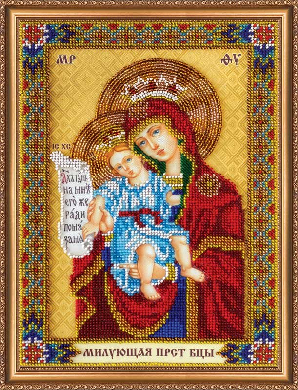 Фото Набір для вишивання бісером на полотні Абріс Арт АВ-290 Ікона Богородиці Милуюча